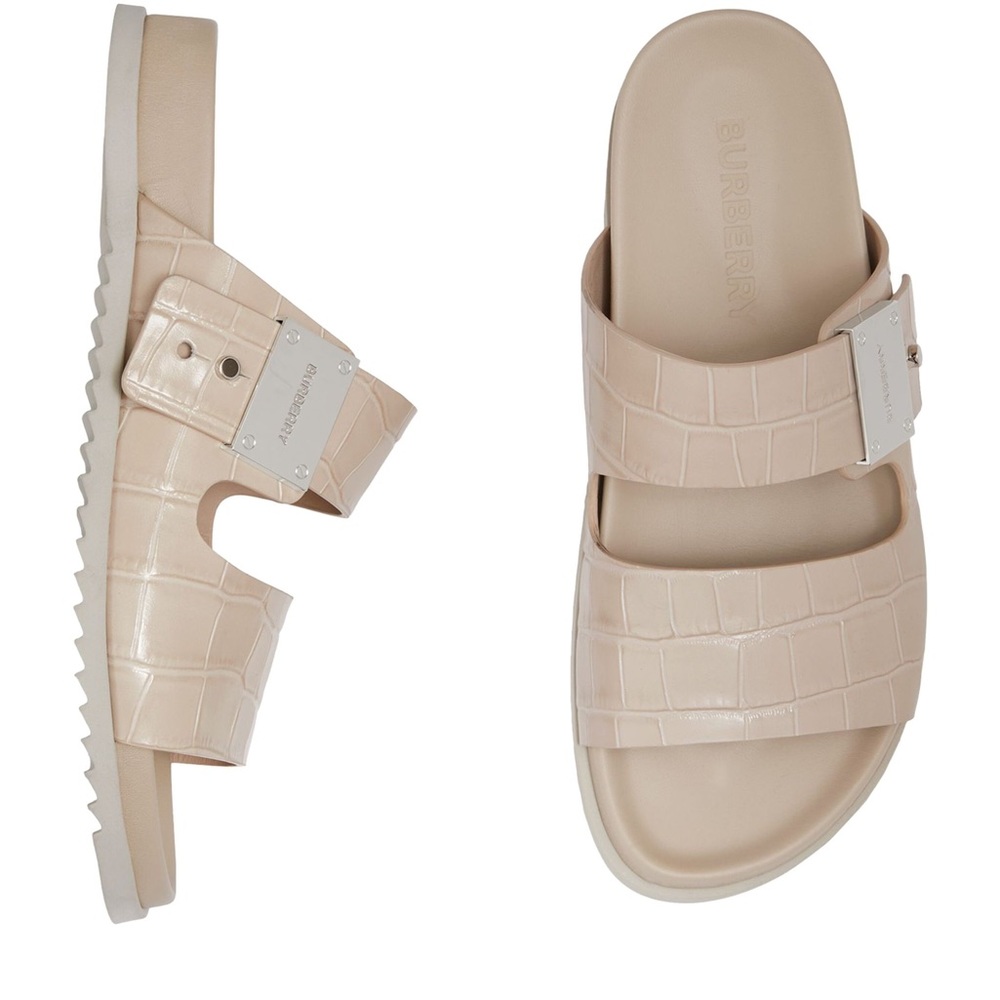 Burberry Women Olympia Croc Embossed Sandal casual vacation stylish summer comfy